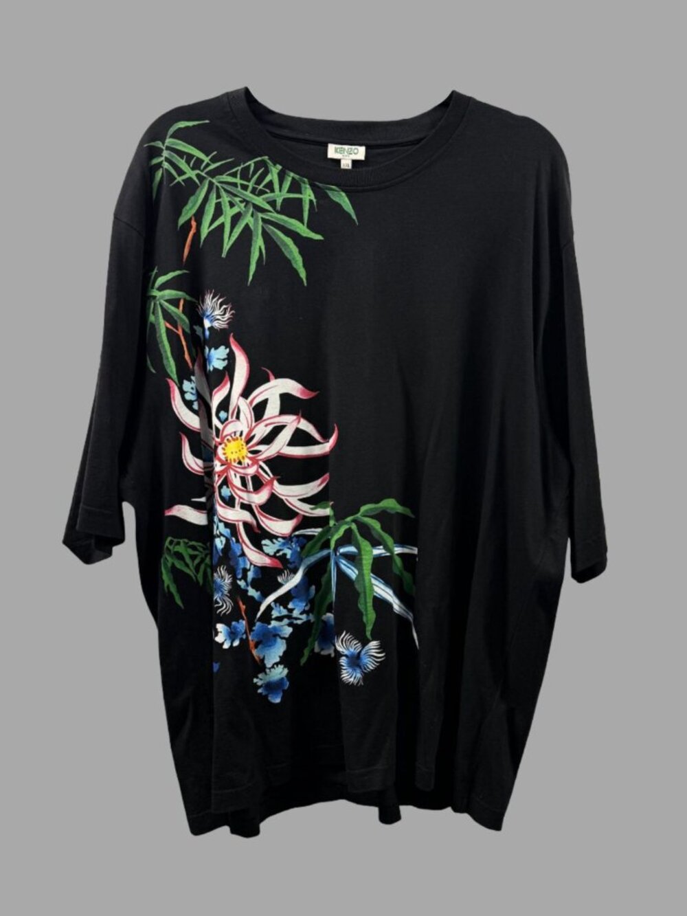 KENZO Black Multicolor Floral Flower Graphic T-Shirt Sz XXL Cotton Blend